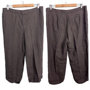 Eileen Fisher Women's‎ PL Pants 100% Linen Petite Crop Capri Coastal Minimalist